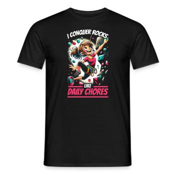 Bouldering Girl Boulderer Rock Climbing Wall - Men's T-Shirt - black - Front - AI Model Male 178 light (178cm)