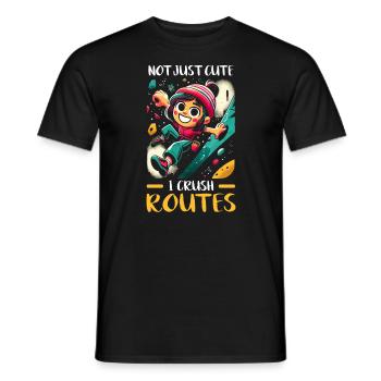 Bouldering Girl Boulderer Rock Climbing Wall - Men's T-Shirt - black - Front - AI Model Male 178 light (178cm)