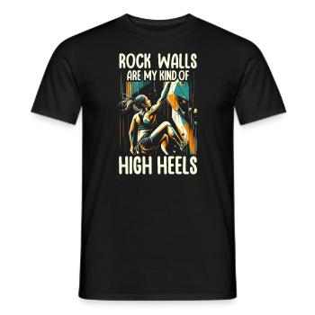Bouldering Girl Boulderer Rock Climbing Wall - Men's T-Shirt - black - Front - AI Model Male 178 light (178cm)