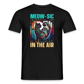 Musique Chat Instrument De Musique Kitty Pet Musicien - T-shirt homme - noir - Devant - AI Model Male 178 light (178cm)