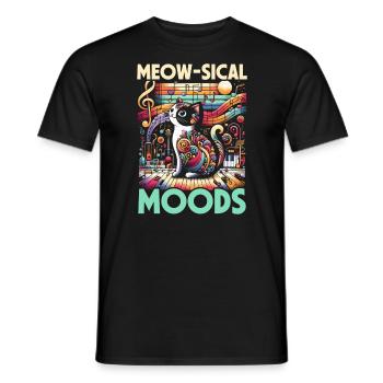 Musique Chat Instrument De Musique Kitty Pet Musicien - T-shirt homme - noir - Devant - AI Model Male 178 light (178cm)
