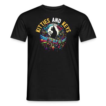 Musique Chat Instrument De Musique Kitty Pet Musicien - T-shirt homme - noir - Devant - AI Model Male 178 light (178cm)