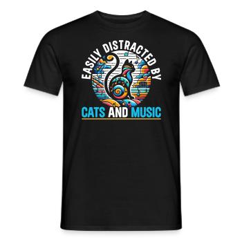 Musique Chat Instrument De Musique Kitty Pet Musicien - T-shirt homme - noir - Devant - AI Model Male 178 light (178cm)