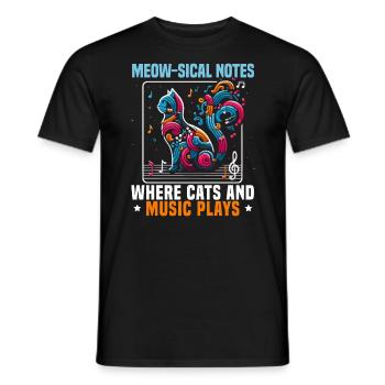 Musique Chat Instrument De Musique Kitty Pet Musicien - T-shirt homme - noir - Devant - AI Model Male 178 light (178cm)