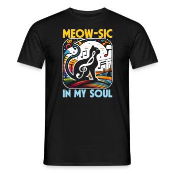Musique Chat Instrument De Musique Kitty Pet Musicien - T-shirt homme - noir - Devant - AI Model Male 178 light (178cm)