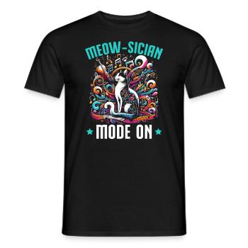 Musique Chat Instrument De Musique Kitty Pet Musicien - T-shirt homme - noir - Devant - AI Model Male 178 light (178cm)