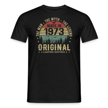 Original 1973 Retro 1973 Geburtstagsgeschenk 1973 - Männer T-Shirt - Schwarz - Vorne - AI Model Male 178 light (178cm)