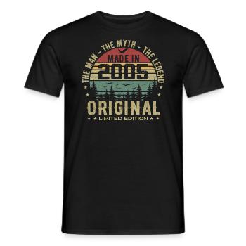Original 2005 Retro 2005 Cadeau Anniversaire 2005 - T-shirt homme - noir - Devant - AI Model Male 178 light (178cm)