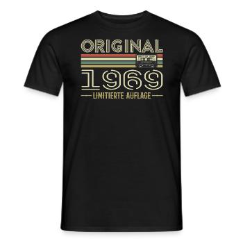 Original 1969 Vintage rétro anniversaire Vintage - T-shirt homme - noir - Devant - AI Model Male 178 light (178cm)