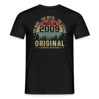 Original 2009 Retro 2009 Geburtstagsgeschenk 2009 - Männer T-Shirt - Schwarz - Vorne - AI Model Male 178 light (178cm)