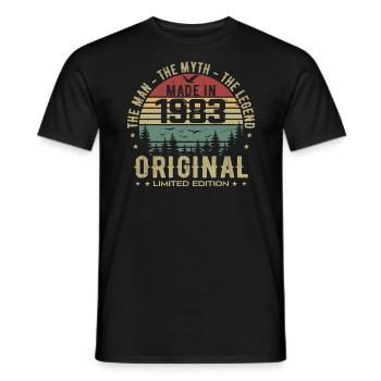 Original 1983 Retro 1983 Geburtstagsgeschenk 1983 - Männer T-Shirt - Schwarz - Vorne - AI Model Male 178 light (178cm)