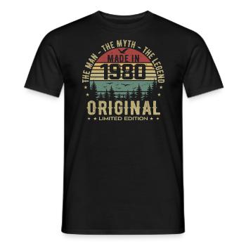 Original 1980er Jahre Retro 1980er Jahre Geburtstagsgeschenk 1980er Jahre - Männer T-Shirt - Schwarz - Vorne - AI Model Male 178 light (178cm)