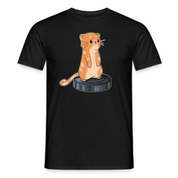 Katze mit Saugroboter Staubsauger - Männer T-Shirt - Schwarz - Vorne - AI Model Male 178 light (178cm)