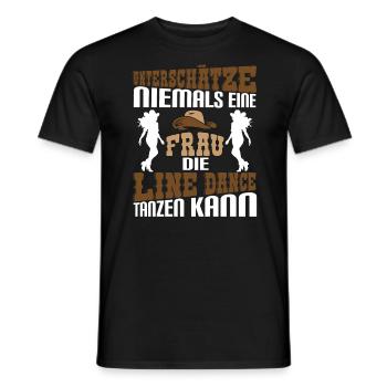Line Dance Countrymusik Unterschätze niemals eine - Männer T-Shirt - Schwarz - Vorne - AI Model Male 178 light (178cm)