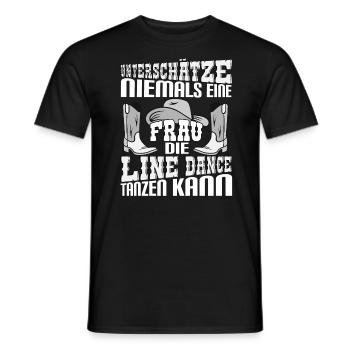 Line Dance Countrymusik Unterschätze niemals eine - Männer T-Shirt - Schwarz - Vorne - AI Model Male 178 light (178cm)