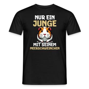 Just a boy with his guinea pig - Men's T-Shirt - black - Front - AI Model Male 178 light (178cm)