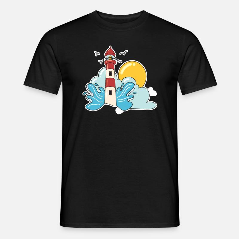 Retro Leuchtturm - Männer T-Shirt - Schwarz