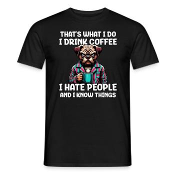C’est ce que je fais, je bois du café, je déteste les gens - T-shirt homme - noir - Devant - AI Model Male 178 light (178cm)