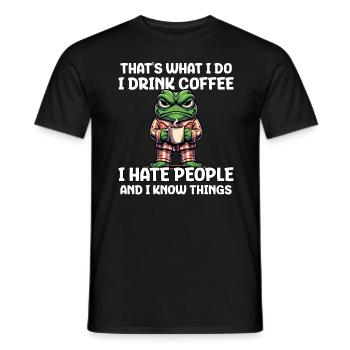 C’est ce que je fais, je bois du café, je déteste les gens - T-shirt homme - noir - Devant - AI Model Male 178 light (178cm)