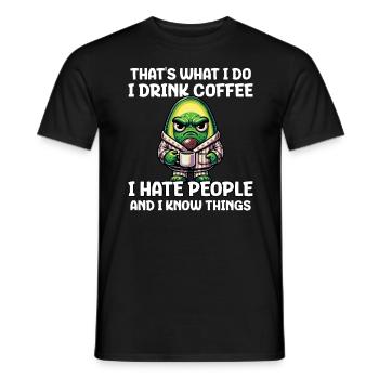 C’est ce que je fais, je bois du café, je déteste les gens - T-shirt homme - noir - Devant - AI Model Male 178 light (178cm)