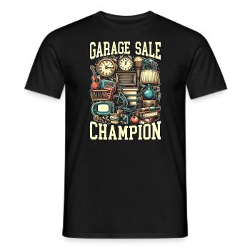 Flohmarkt Sprichwort Einkaufen Sparsamkeit Sparsamkeit - Männer T-Shirt - Schwarz - Vorne - AI Model Male 178 light (178cm)
