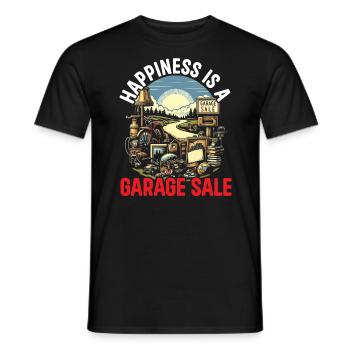Flohmarkt Sprichwort Einkaufen Sparsamkeit Sparsamkeit - Männer T-Shirt - Schwarz - Vorne - AI Model Male 178 light (178cm)