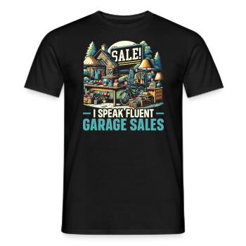 Flohmarkt Sprichwort Einkaufen Sparsamkeit Sparsamkeit - Männer T-Shirt - Schwarz - Vorne - AI Model Male 178 light (178cm)