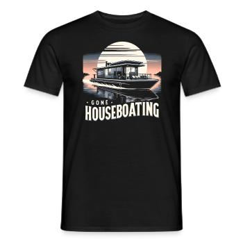 Houseboat Owner Lake Anchor House Boat Boating - Men's T-Shirt - black - Front - AI Model Male 178 light (178cm)