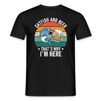 Catfish & Beer That's Why I'm Here - Männer T-Shirt - Schwarz - Vorne - AI Model Male 178 light (178cm)