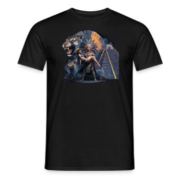 Aztec Warrior Indigenous Mexican Aztec Jaguar - Men's T-Shirt - black - Front - AI Model Male 178 light (178cm)