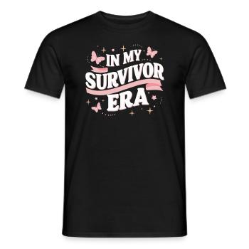Ruban de sensibilisation au cancer du sein pour les survivantes du cancer - T-shirt homme - noir - Devant - AI Model Male 178 light (178cm)