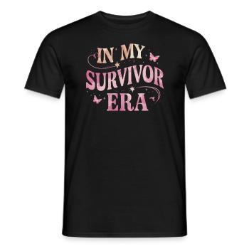 Ruban de sensibilisation au cancer du sein pour les survivantes du cancer - T-shirt homme - noir - Devant - AI Model Male 178 light (178cm)