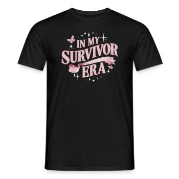 Ruban de sensibilisation au cancer du sein pour les survivantes du cancer - T-shirt homme - noir - Devant - AI Model Male 178 light (178cm)