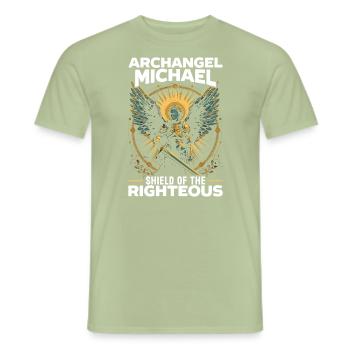 Archange Michel Catholique Christianisme Ange - T-shirt homme - vert sauge - Devant - AI Model Male 178 light (178cm)