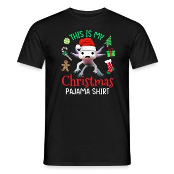 This is my Christmas Pajama Shirt Axolotl Santa - Men's T-Shirt - black - Front - AI Model Male 178 light (178cm)