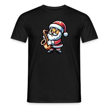 Le Père Noël joue du saxophone - T-shirt homme - noir - Devant - AI Model Male 178 light (178cm)