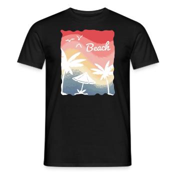 Beach Sea Surf Holiday Palm Trees - Men's T-Shirt - black - Front - AI Model Male 178 light (178cm)