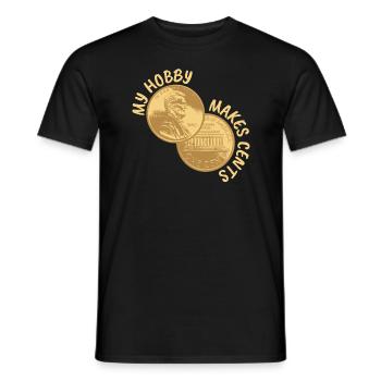 My Hobby Makes Cents Numismatic Coins - Men's T-Shirt - black - Front - AI Model Male 178 light (178cm)