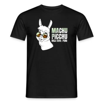 Machu Picchu Lama Chemin de l’Inca Pérou - T-shirt homme - noir - Devant - AI Model Male 178 light (178cm)