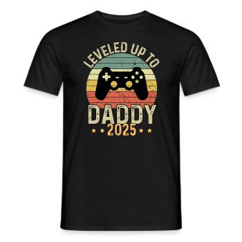 Mis à niveau jusqu’à papa 2025 - T-shirt homme - noir - Devant - AI Model Male 178 light (178cm)