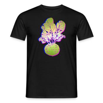 Retro Kohlrabi Vegetables Vegan - Men's T-Shirt - black - Front - AI Model Male 178 light (178cm)