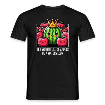 DANS UN MONDE PLEIN DE POMMES, SOYEZ UNE PASTÈQUE - T-shirt homme - noir - Devant - AI Model Male 178 light (178cm)