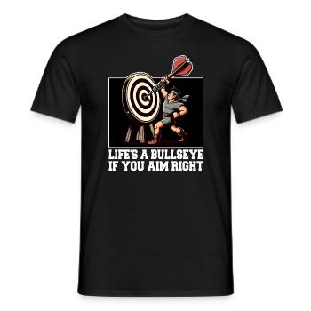 DAS LEBEN IST EIN VOLLTREFFER, WENN MAN RICHTIG ZIELT - Männer T-Shirt - Schwarz - Vorne - AI Model Male 178 light (178cm)