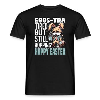 EGGS-TRA FATIGUÉ MAIS TOUJOURS PLEIN DE SAUT, JOYEUSES PÂQUES - T-shirt homme - noir - Devant - AI Model Male 178 light (178cm)