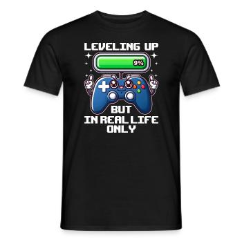 LEVELAUFSTEIGEN, ABER NUR IM ECHTEN LEBEN - Männer T-Shirt - Schwarz - Vorne - AI Model Male 178 light (178cm)