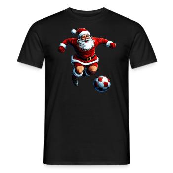 Père Noël Football / Footballeur Noël - T-shirt homme - noir - Devant - AI Model Male 178 light (178cm)