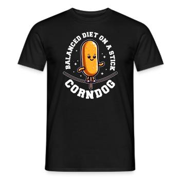 BALANCED DIET ON A STICK - CORNDOG - Men's T-Shirt - black - Front - AI Model Male 178 light (178cm)