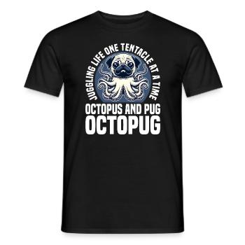 DAS LEBEN MIT EINEM TENTAKEL NACH DEM ANDEREN JONGLIEREN - OCTOPUG - Männer T-Shirt - Schwarz - Vorne - AI Model Male 178 light (178cm)
