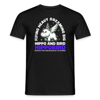 VOLER LOURD RÊVER GRAND - HIPPOPOTAME ET OISEAU - T-shirt homme - noir - Devant - AI Model Male 178 light (178cm)