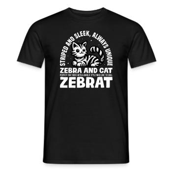 STRIPED AND SLEEK ALWAYS UNIQUE - ZEBRA AND CAT - Men's T-Shirt - black - Front - AI Model Male 178 light (178cm)